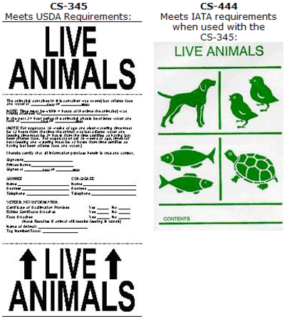 Shipping Dog via Airline Cargo - Live Animal Labels